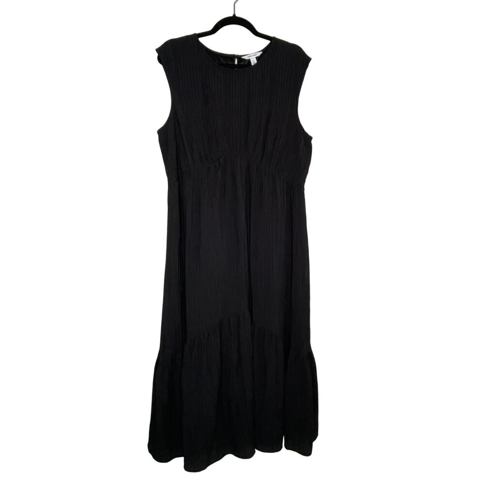 Nine West Black Gauzy Maxi Tiered Dress Size XL